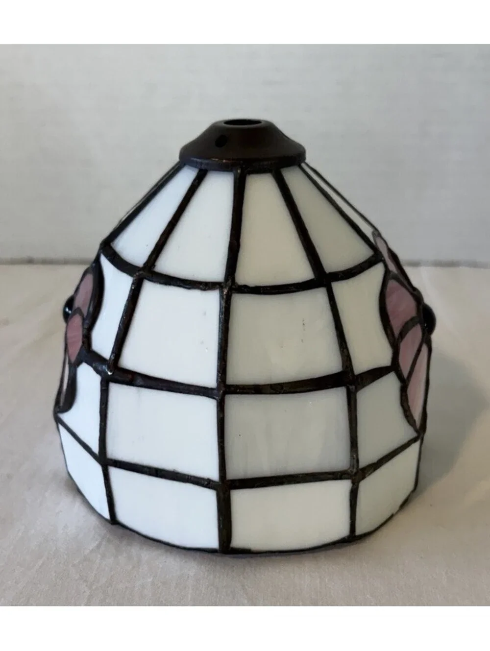 Vintage Tiffany Style Stained Glass Lamp Shade Only, 2 1/4 Fitting Bell Design